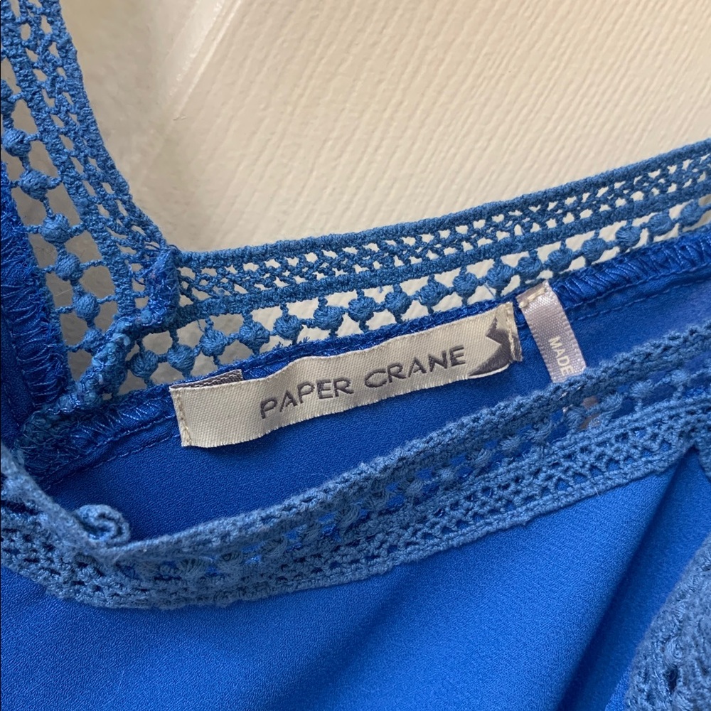 🌷3 for $25🌷Paper Crane, US S, Blue Lace Trim Crop Adjustable Strap Camisole Top - Picture 6 of 7